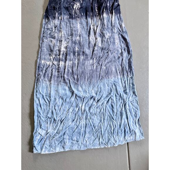 Storia Blue Ombré Crinkle Maxi Dress Medium Festival Beach Mermaid Vibes - Picture 3 of 7